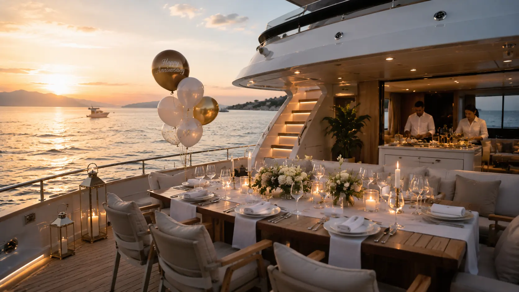 Private yacht event at sea